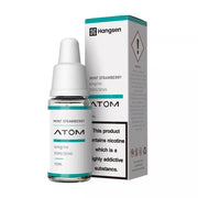 A product image showing a box and a bottle of Hangsen Strawberry Mint E-Liquid Bundle. The box is labeled with 'Mint Strawberry' and indicates a nicotine content of 12mg.